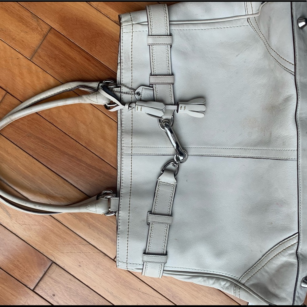 Coach white leather bag